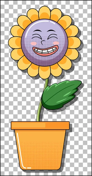 Fleur Personnage Dessin Animé Pot Illustration — Image vectorielle