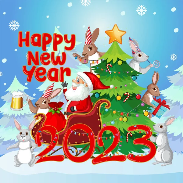 Ευτυχισμένο Νέο Έτος 2023 Banner Στην Απεικόνιση Θέμα Των Χριστουγέννων — Διανυσματικό Αρχείο