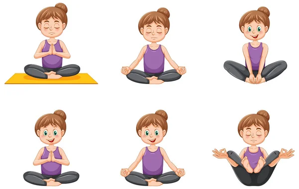 Yoga Poziyonları Çizimi — Stok Vektör