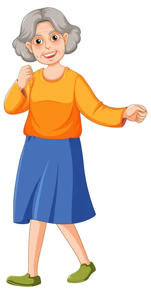 Ilustrasi Karakter Wanita Senior Yang Aktif - Stok Vektor