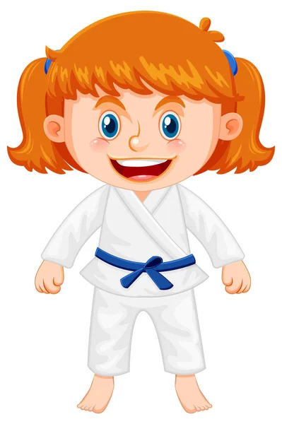 Girl Taekwondo Uniform Illustration — Vetor de Stock