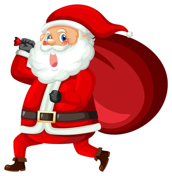 Santa Claus Sosteniendo Ilustración Bolsa Regalo Navidad — Archivo Imágenes Vectoriales