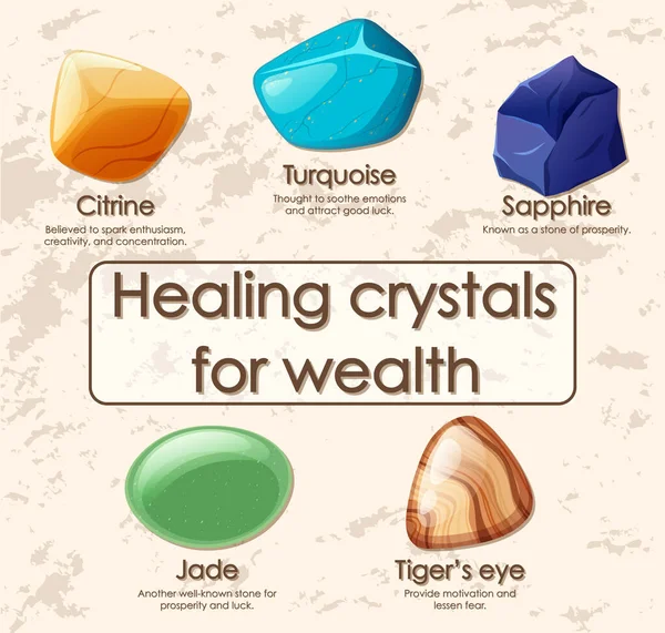 Healing Crystals Wealth Collection Illustration — Stock Vector
