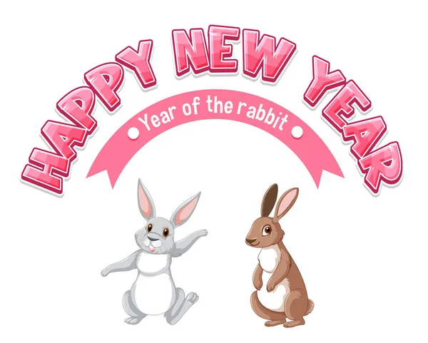 Frohes Neues Jahr 2023 Kaninchenjahr Illustration — Stockvektor