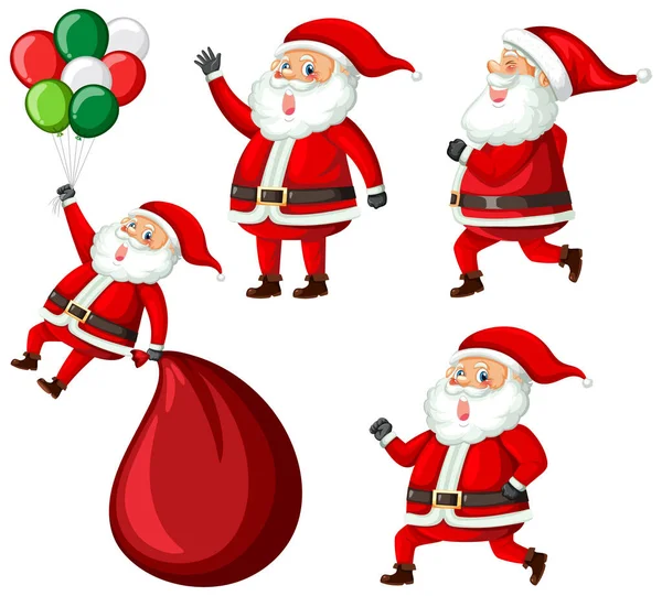 Santa Claus Cartoon Character Set Illustration — Stock Vector