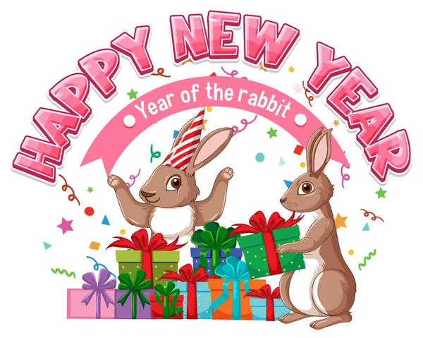 Иллюстрация Году Кролика Новым Годом — стоковый вектор