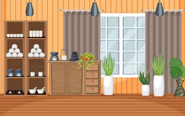 İç kaplıca odası sahne illüstrasyonu