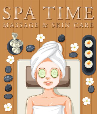 Spa masajı ve cilt bakımı poster çizimi