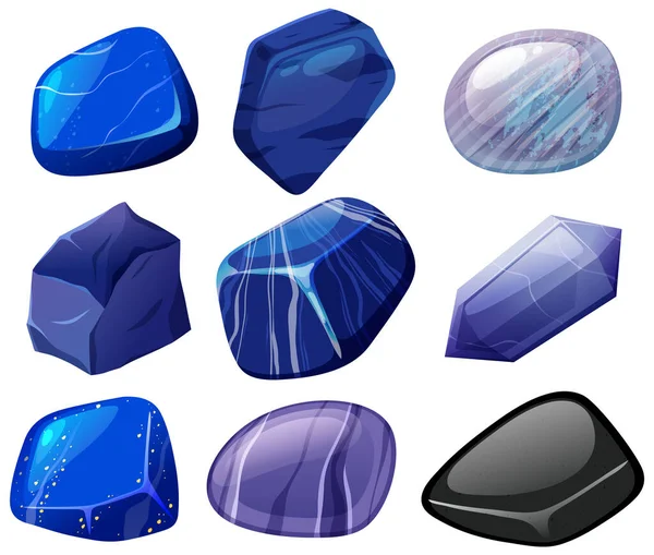 Collection Crystals Gemstones Illustration — Stock Vector