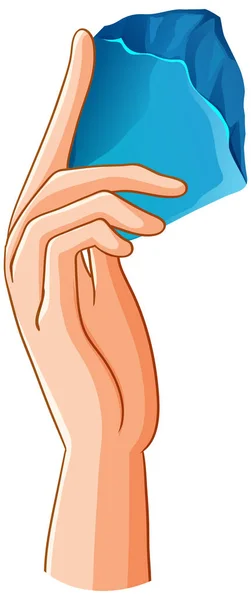 Mão Segurando Azul Cura Cristal Ilustração — Vetor de Stock