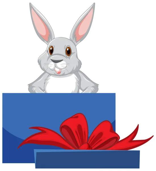 Cute Grey Rabbit Cartoon Character Illustration — Stock Vector