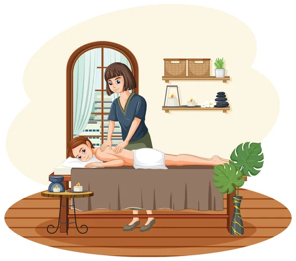 Kvinna Att Tillbaka Massage Spa Illustration — Stock vektor