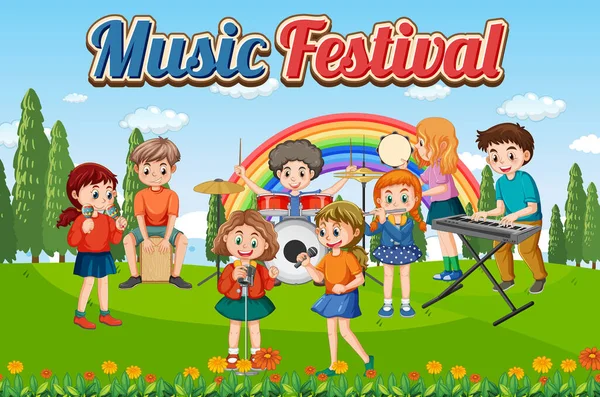 Musique Pour Enfants Illustration Parc — Image vectorielle