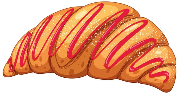 Geïsoleerd Heerlijke Franse Aardbeien Croissant Illustratie — Stockvector