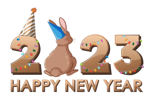 Ευτυχισμένο Νέο Έτος 2023 Κουνέλι Έτος Εικονογράφηση — Διανυσματικό Αρχείο