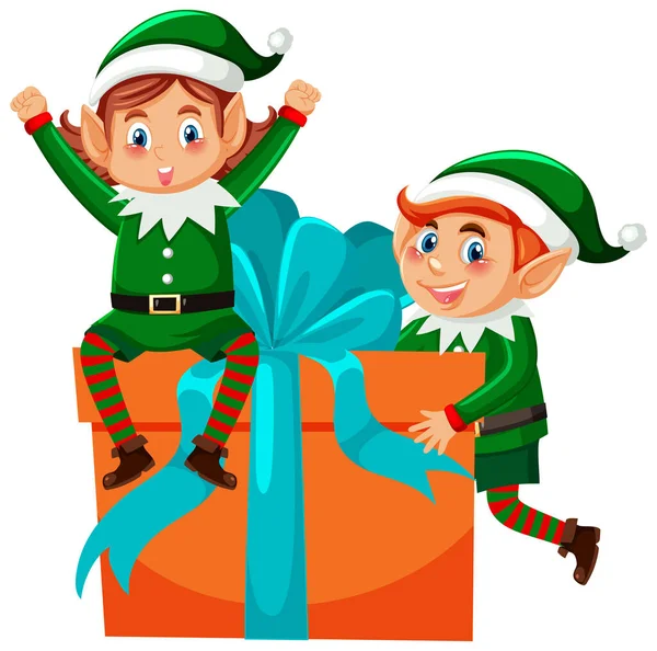Natal Elfo Desenho Animado Personagem Ilustração —  Vetores de Stock