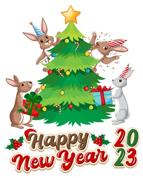 Jahr Des Kaninchens Frohes Neues Jahr Banner Illustration — Stockvektor