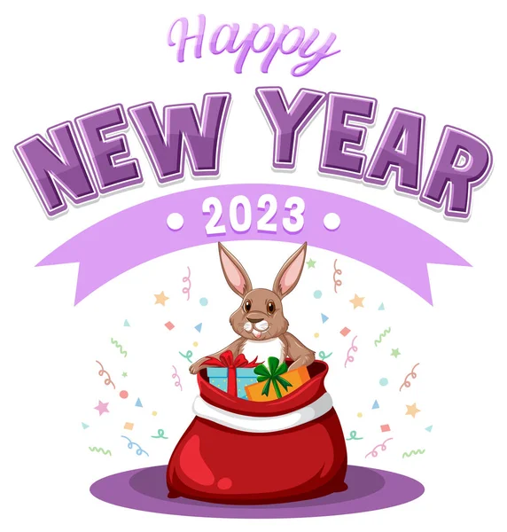 Jaar Van Het Konijn Gelukkig Nieuwjaar Banner Illustratie — Stockvector
