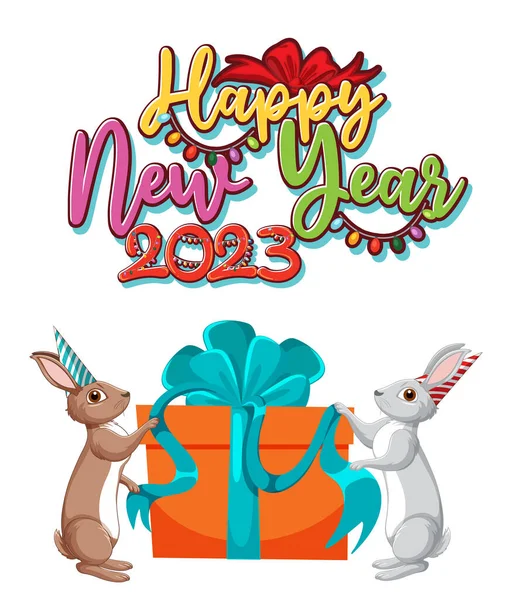 Szczęśliwego Nowego Roku 2023 Królik Rok Ilustracja — Wektor stockowy