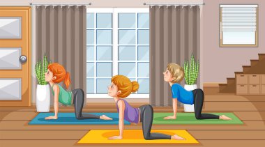 Yoga ve meditasyon örnekleri uygulayan insanlar