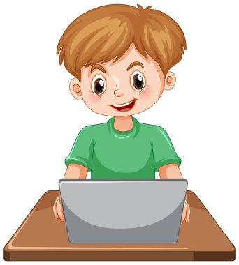 A man using laptop cartoon illustration
