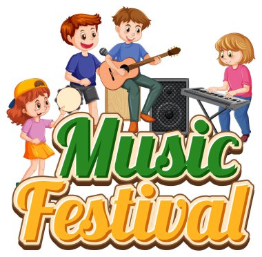 Müzik festivali metin afişi tasarım illüstrasyonu