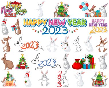 2023 yeni yıl element resmetme kümesi