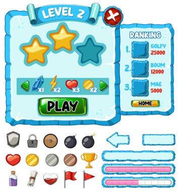 Oyun ögesi şablon tasarımı çizimi çizimi