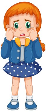 Sad girl with face expression illustration