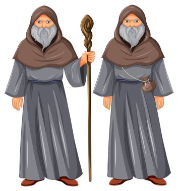 Eski sihirbaz çizgi film karakteri çizimi