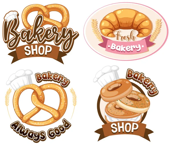 Pankart Veya Poster Tasarımı Için Ekmek Fırını Logoları — Stok Vektör