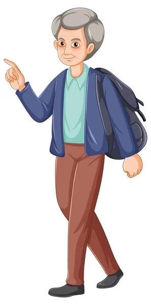 Senior Man Cartoon Character Illustration — Stock Vector