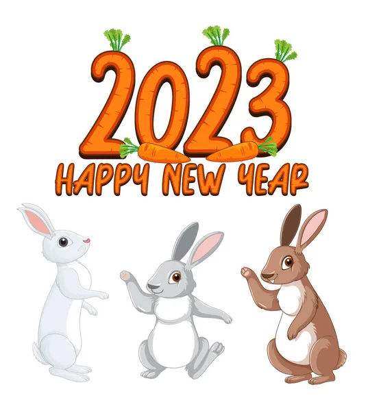 Новым 2023 Годом Иллюстрация Кроличьего Года — стоковый вектор