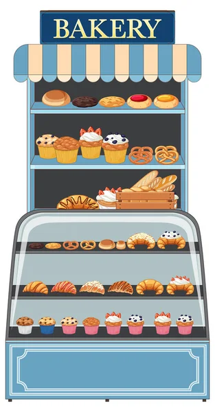 Bäckereivitrine Zeigt Isolierte Illustration — Stockvektor
