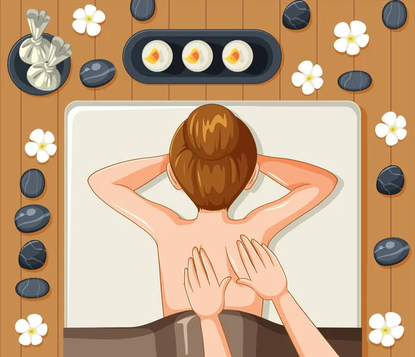 Frau Bekommt Zurück Massage Spa Illustration — Stockvektor