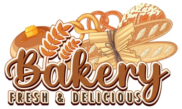 Bakery Fresh Delicious Text Banner Poster Design Illustration — Stock Vector