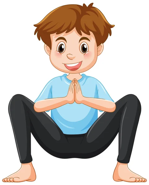 Yoga Agachamento Pose Desenho Animado Personagem Ilustração —  Vetores de Stock