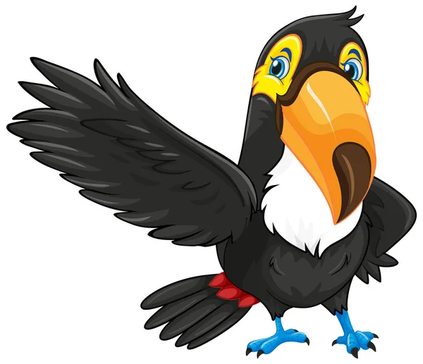 Toucan Pták Kreslený Znak Ilustrace — Stockový vektor