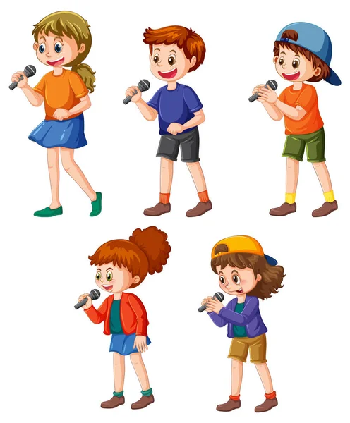 Σύνολο Παιδιών Που Παίζουν Διαφορετικά Μουσικά Όργανα Εικονογράφηση — Διανυσματικό Αρχείο