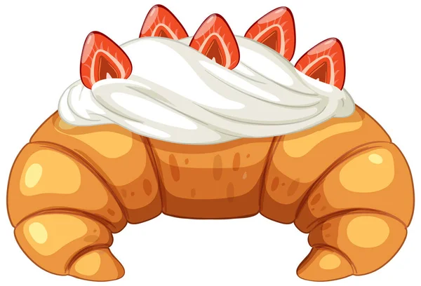 Vereinzelt Köstliche Französische Erdbeer Frischkäse Croissant Illustration — Stockvektor