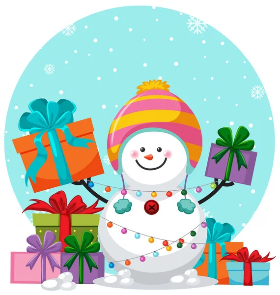 Χιονάνθρωπος Στα Χριστούγεννα Θέμα Εικονογράφηση — Διανυσματικό Αρχείο