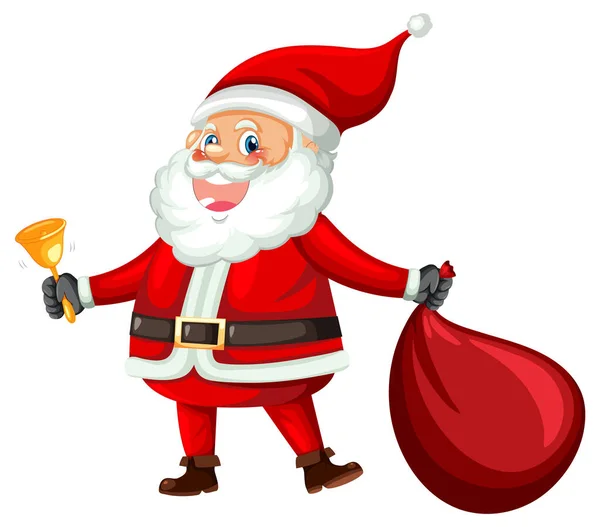 Santa Claus Holding Christmas Gift Bag Illustration — Stock Vector