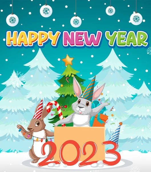 Vrolijk Kerstfeest Gelukkig Nieuwjaar 2023 Illustratie — Stockvector