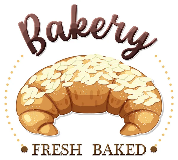 Bakkerij Tekst Banner Met Croissant Illustratie — Stockvector