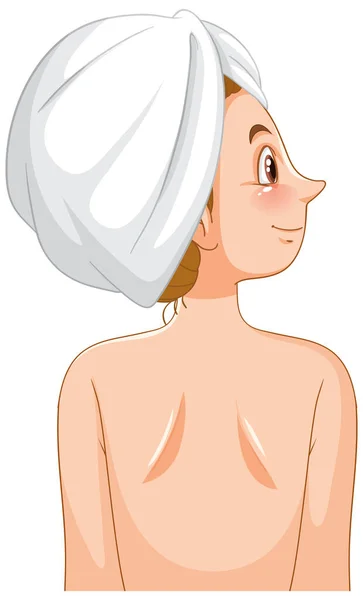 Een Vrouw Met Een Handdoek Illustratie — Stockvector