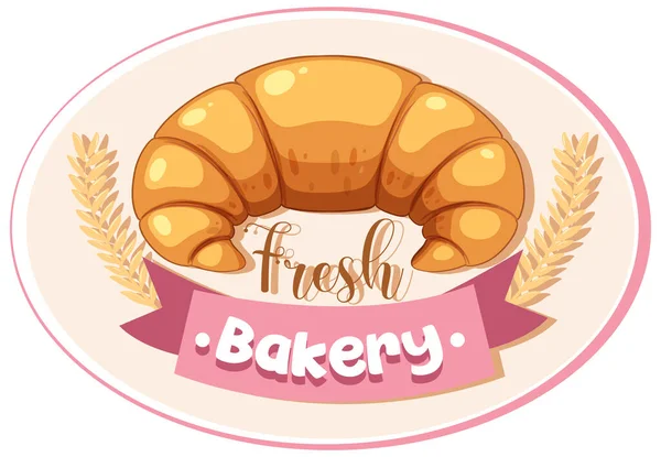 Croissant Brood Met Verse Bakkerij Tekst Illustratie — Stockvector