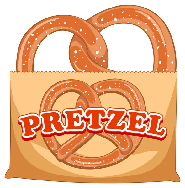 Pão Pretzel Papel Saco Ilustração — Vetor de Stock