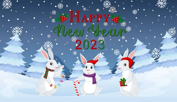 Frohe Weihnachten Und Ein Gutes Neues Jahr 2023 Illustration — Stockvektor