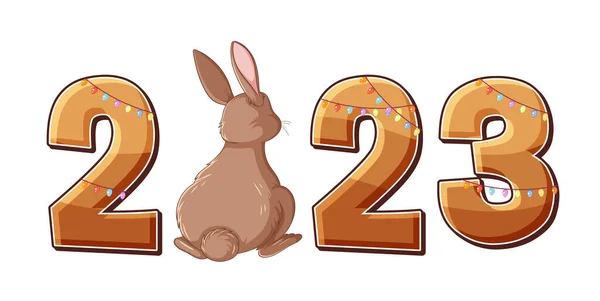 Felice Anno Nuovo 2023 Coniglio Anno Illustrazione — Vettoriale Stock