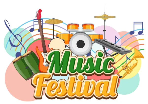 Festival Música Texto Banner Diseño Ilustración — Vector de stock